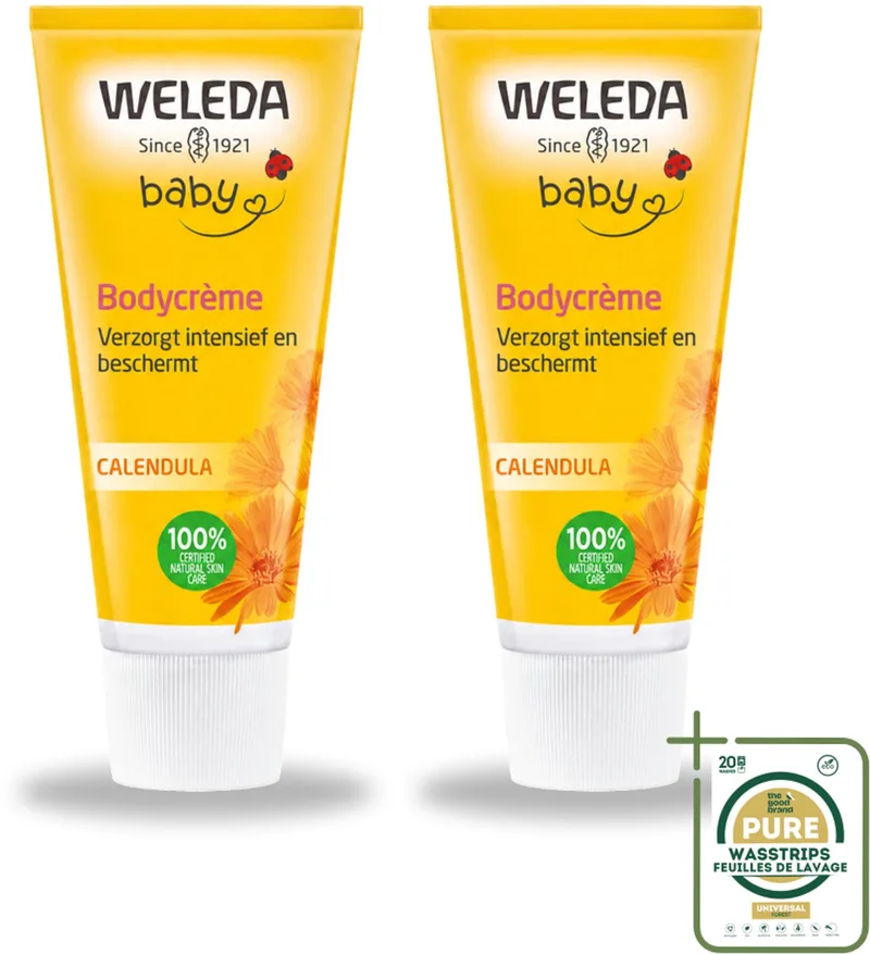 2 x WELEDA - Bodycrème - Baby & Kind Calendula - 75 ml - Babyhuid Verzorging - Baby Crème - Calendula Crème - Gevoelige Huid Verzorging - Natuurlijke Baby Crème de Weleda – photo produit