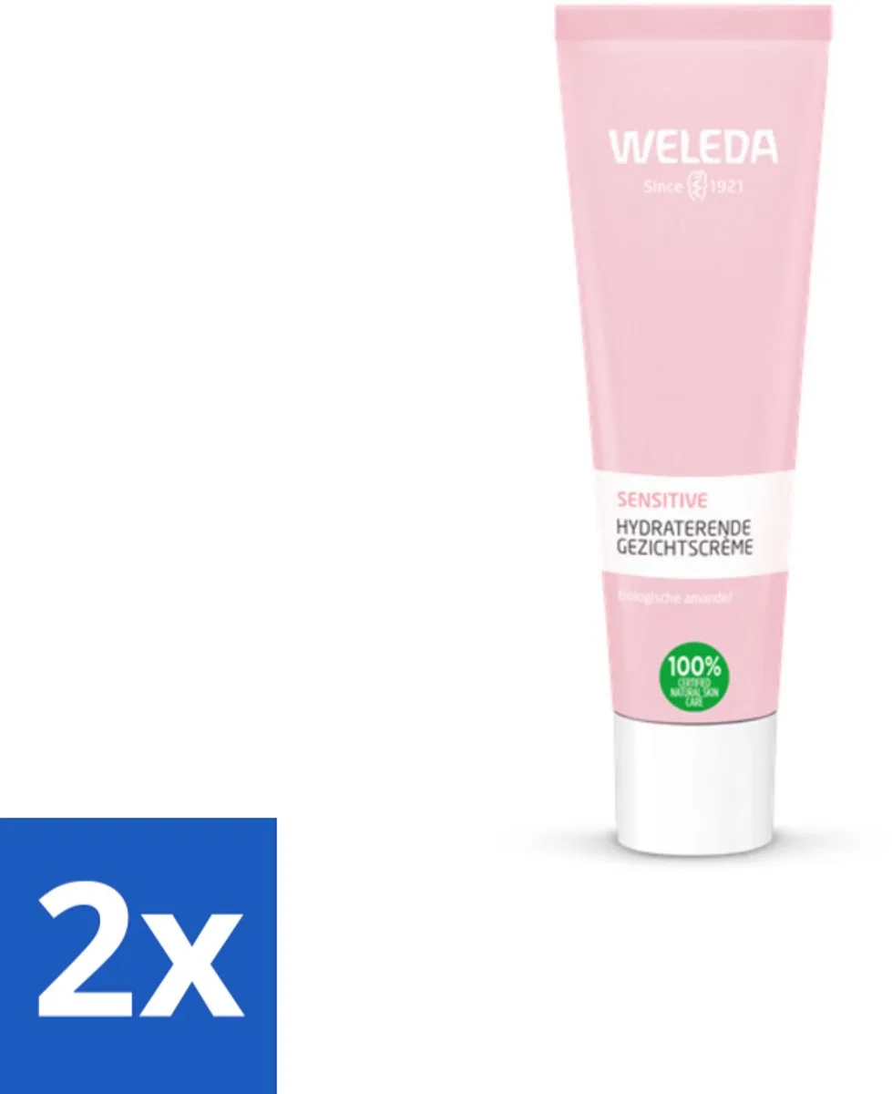 2 x WELEDA - Gezichtscrème Sensitive Hydraterend - Voor gevoelige huid - 30 ml - Gevoelige Huid - Hydraterende Crème - Vegan Crème - Biologische Amandelolie - Kalmerende Crème fra Weleda – produktbillede