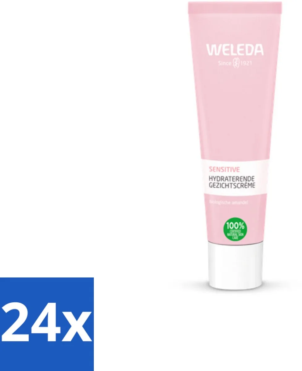24 x WELEDA - Gezichtscrème Sensitive Hydraterend - Voor gevoelige huid - 30 ml - Gevoelige Huid - Hydraterende Crème - Vegan Crème - Biologische Amandelolie - Kalmerende Crème von Weleda – Produktfoto