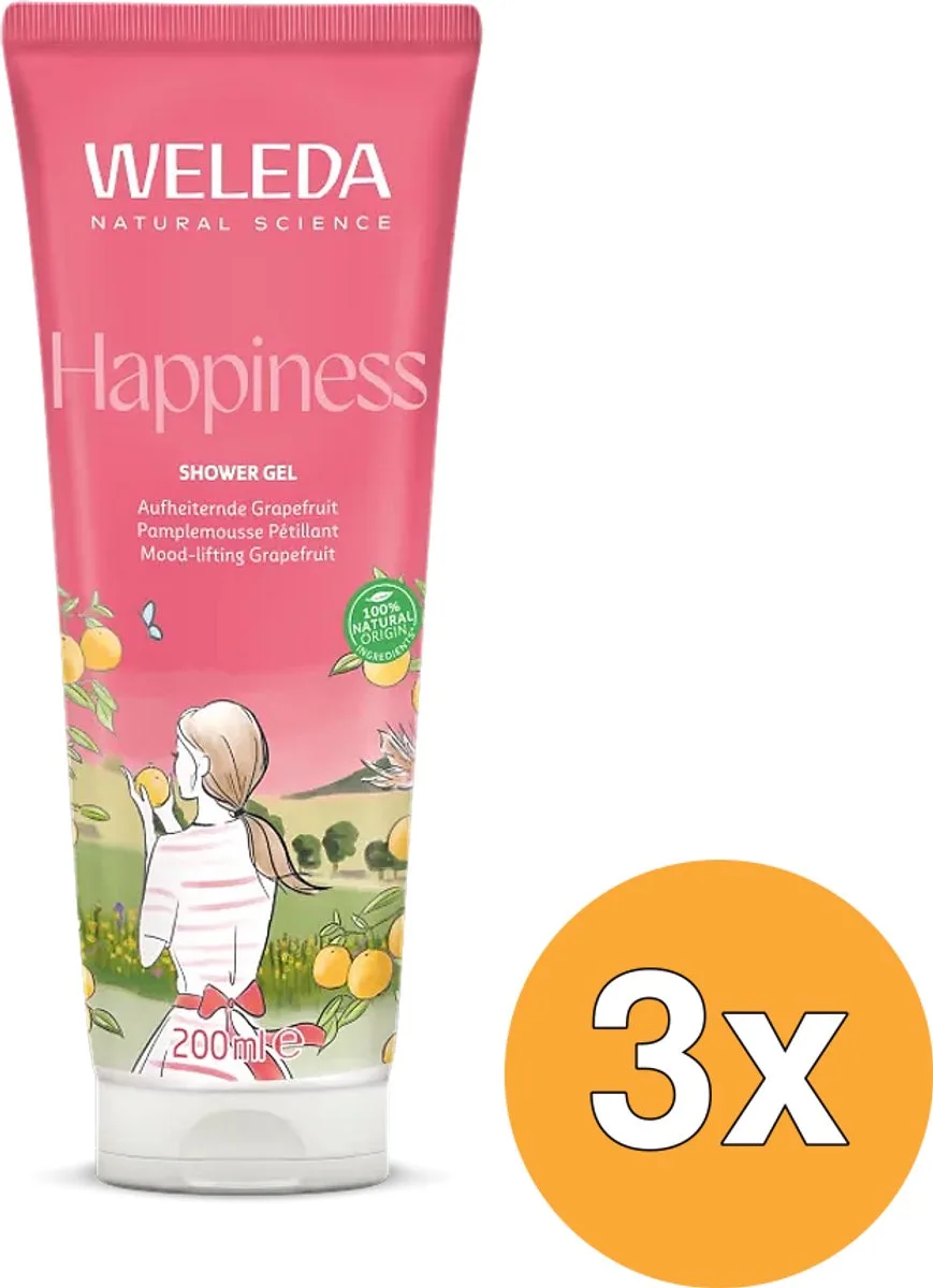 3x Weleda Aroma Shower Happiness Douchegel (200 ml) van Weleda – productfoto