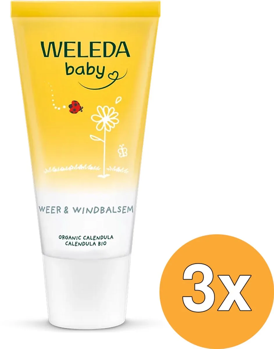 3x WELEDA Calendula baby weer & wind balsem (30 ml) van Weleda – productfoto