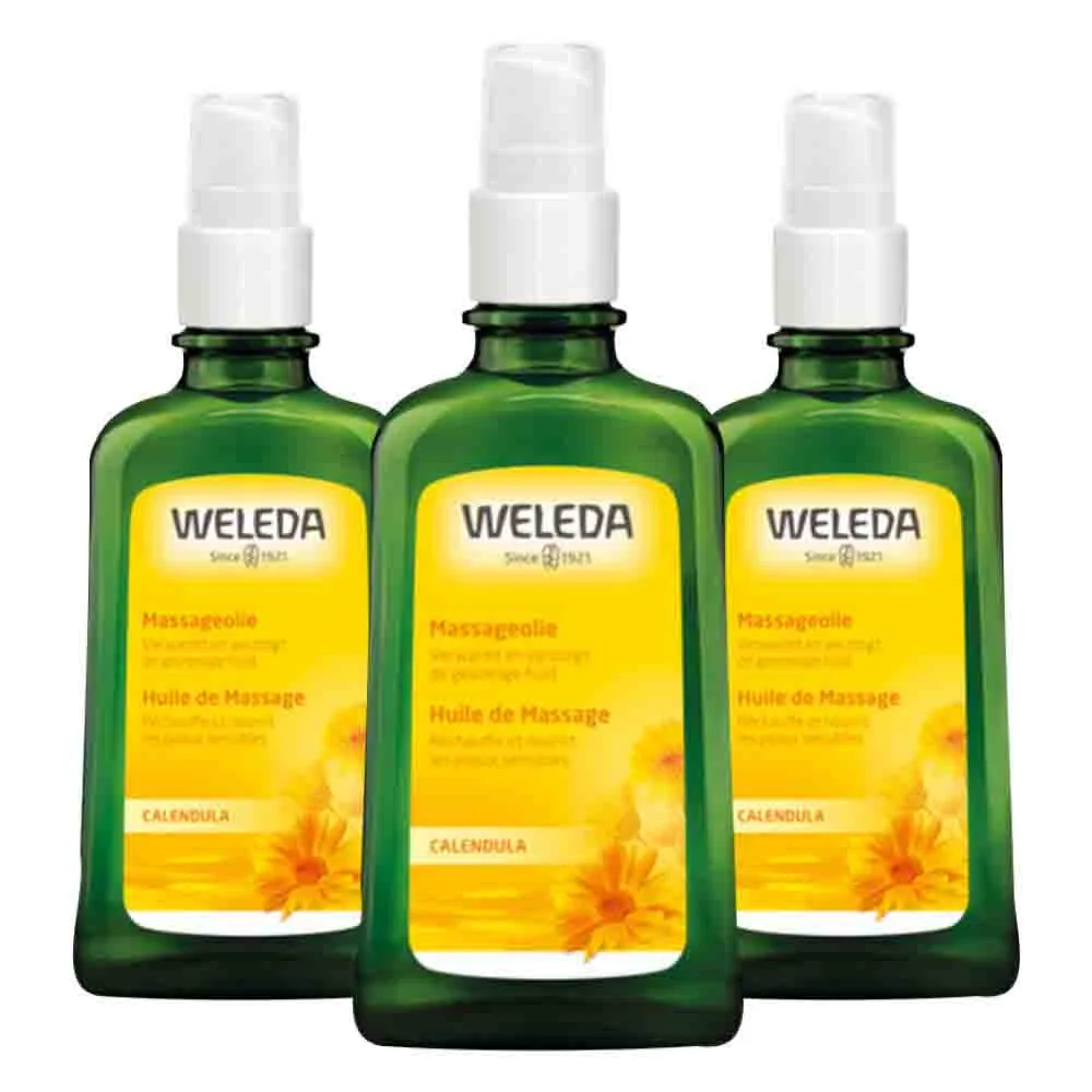 3x WELEDA Calendula Massageolie 100 ml fra Weleda – produktbillede