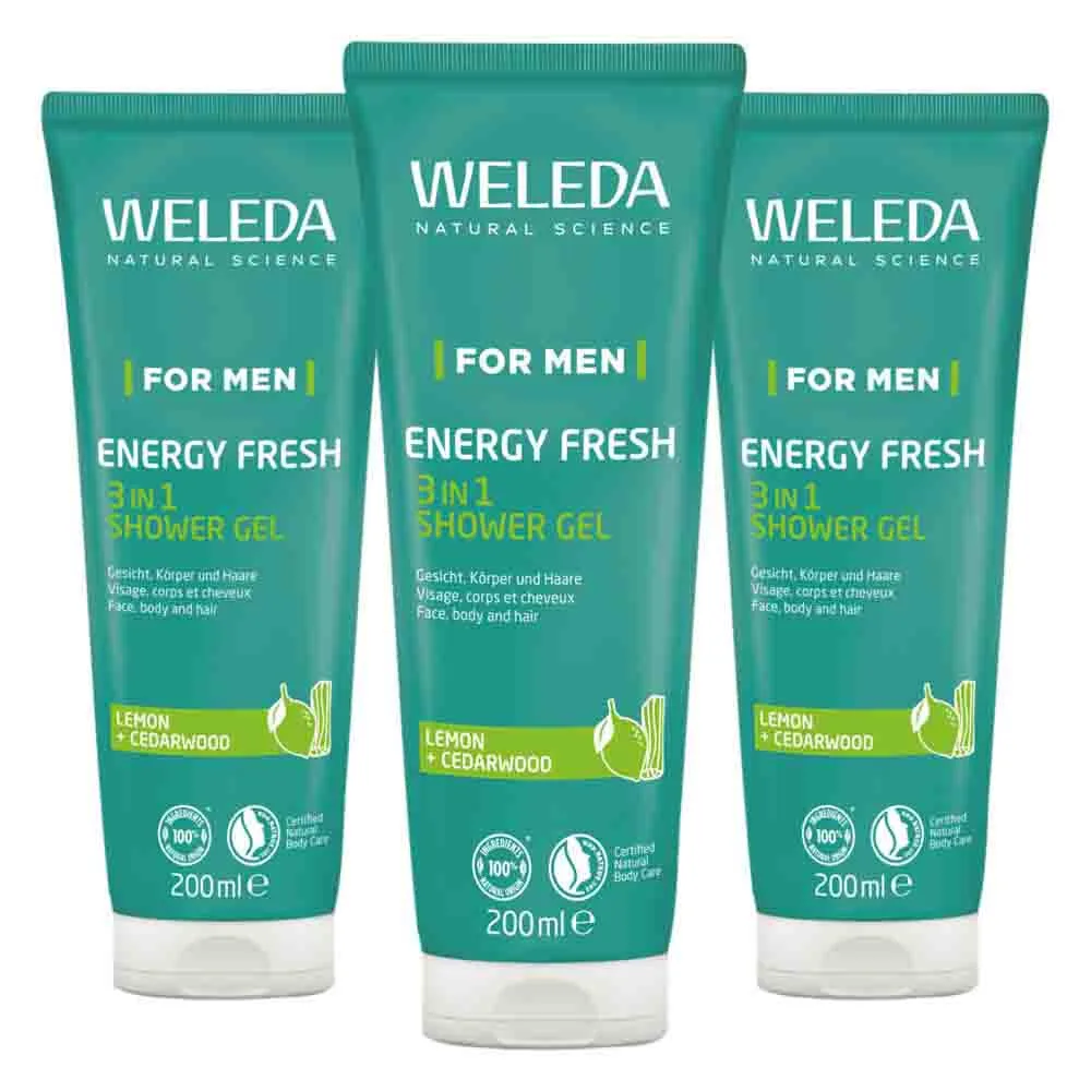 3x WELEDA Men 3-in1 Douchegel 200 ml van Weleda – productfoto