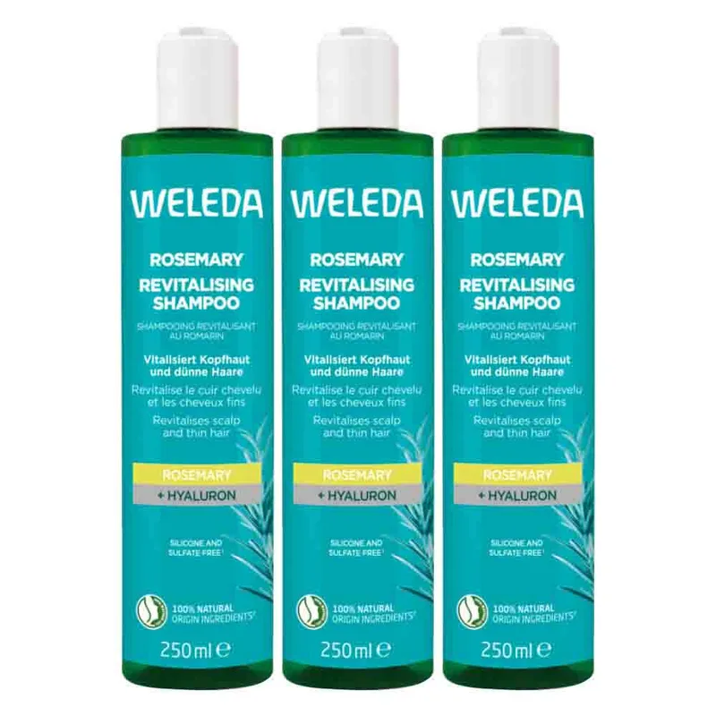 3x WELEDA Rozemarijn Revitaliserende Shampoo 250 ml by Weleda – product photo