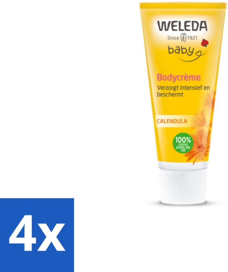 4 x WELEDA - Bodycrème - Baby & Kind Calendula - 75 ml - Babycreme - Babyverzorging - Natuurlijke Babycreme - Calendula Creme - Gevoelige Huid by Weleda – product photo