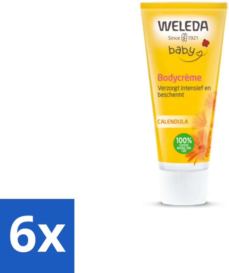 6 x WELEDA - Bodycrème - Baby & Kind Calendula - 75 ml - Babycreme - Babyverzorging - Natuurlijke Babycreme - Calendula Creme - Gevoelige Huid by Weleda – product photo