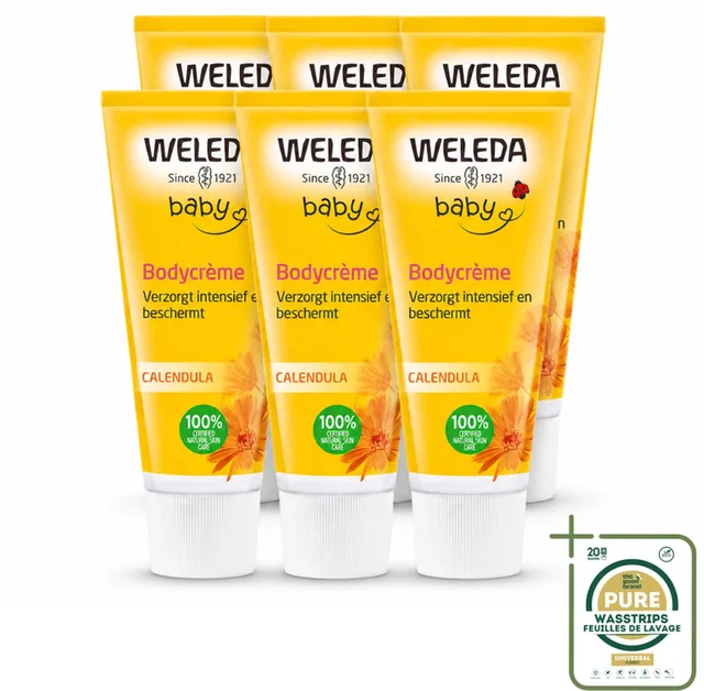 6 x WELEDA - Bodycrème - Baby & Kind Calendula - 75 ml - Babyhuid Verzorging - Baby Crème - Calendula Crème - Gevoelige Huid Verzorging - Natuurlijke Baby Crème