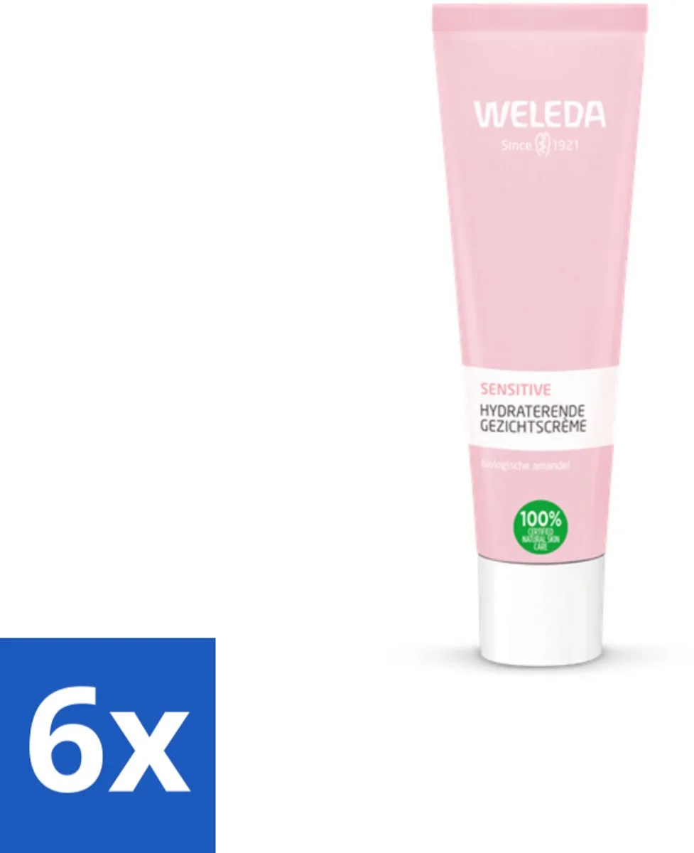 6 x WELEDA - Gezichtscrème Sensitive Hydraterend - Voor gevoelige huid - 30 ml - Gevoelige Huid - Hydraterende Crème - Vegan Crème - Biologische Amandelolie - Kalmerende Crème van Weleda – productfoto