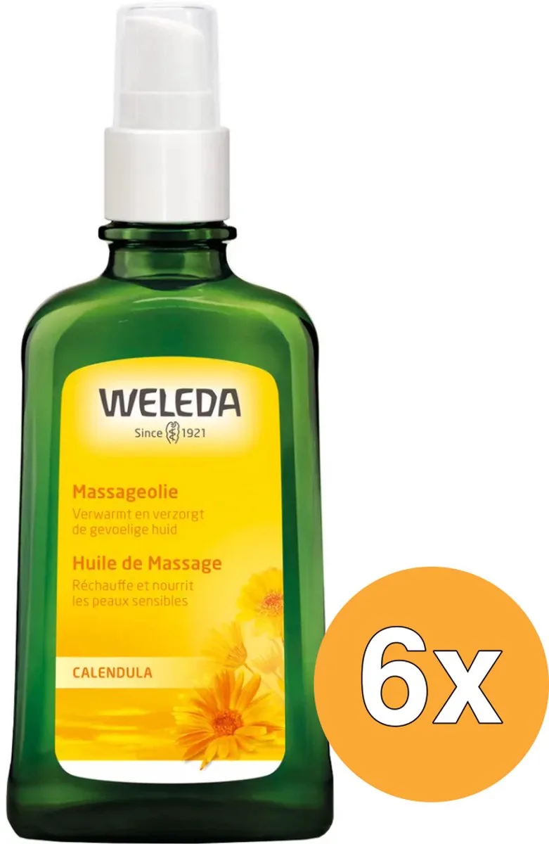 6x WELEDA Calendula massageolie (100 ml) fra Weleda – produktbillede
