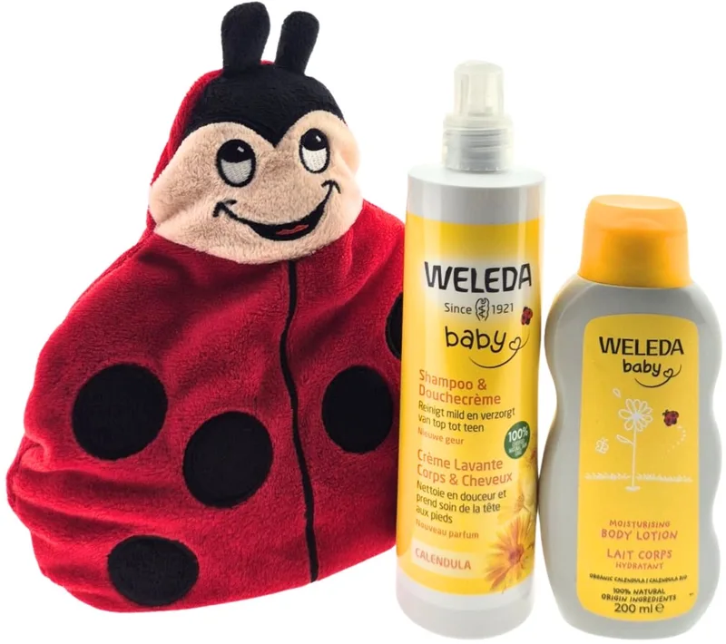 Kraamcadeauset Verzorging met Warmteknuffel Lieveheersbeestje – Luxe Verzorgingsset | Wellness Giftbox | Verwen Cadeaupakket voor Iedereen från Weleda i Svart – produktbild