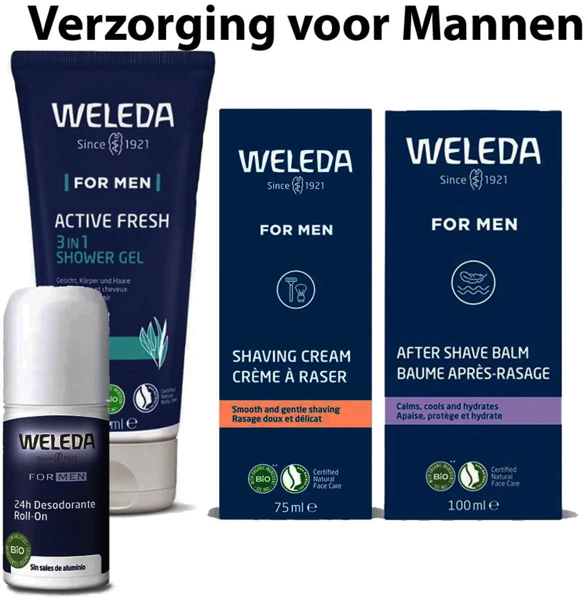 Men Verzorgingsset – Fris & Verzorgd, in Transparant Geschenktasje van Weleda – productfoto