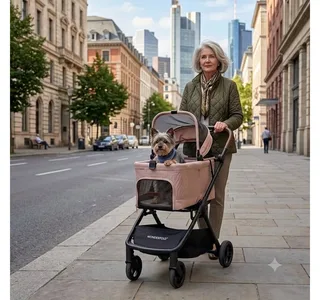 Hunde-Transportbox Bella Tier Transportwagen / Hunde Buggy de Wonderfold en Rose – photo produit 2 sur 5