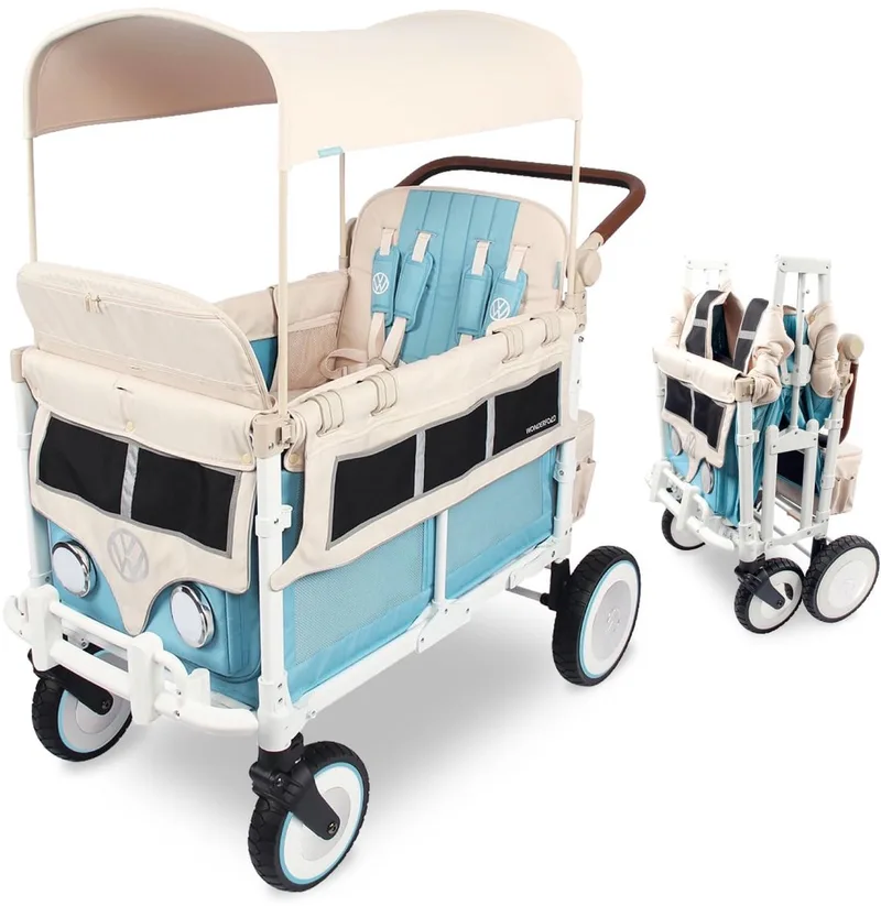 Volkswagen W4 Bolderkar - 4-zits Kinderwagen - Opvouwbaar - Blauw (Draagvermogen tot 90kg) de Wonderfold en Bondi Blue – photo produit