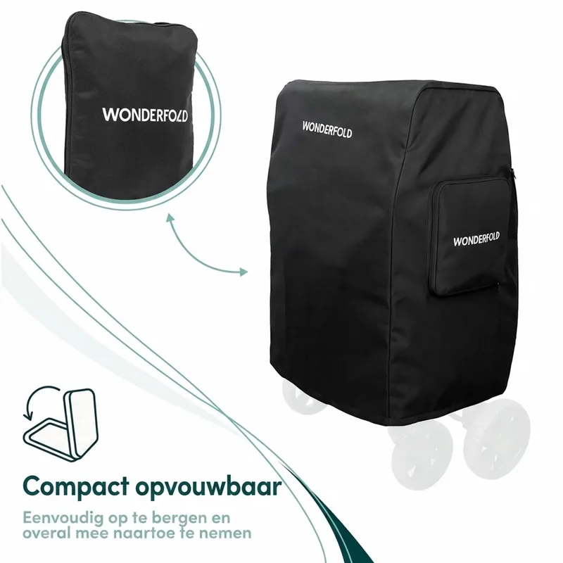W2 – Stofhoes kinderwagen – rits de Wonderfold en Noir – photo produit
