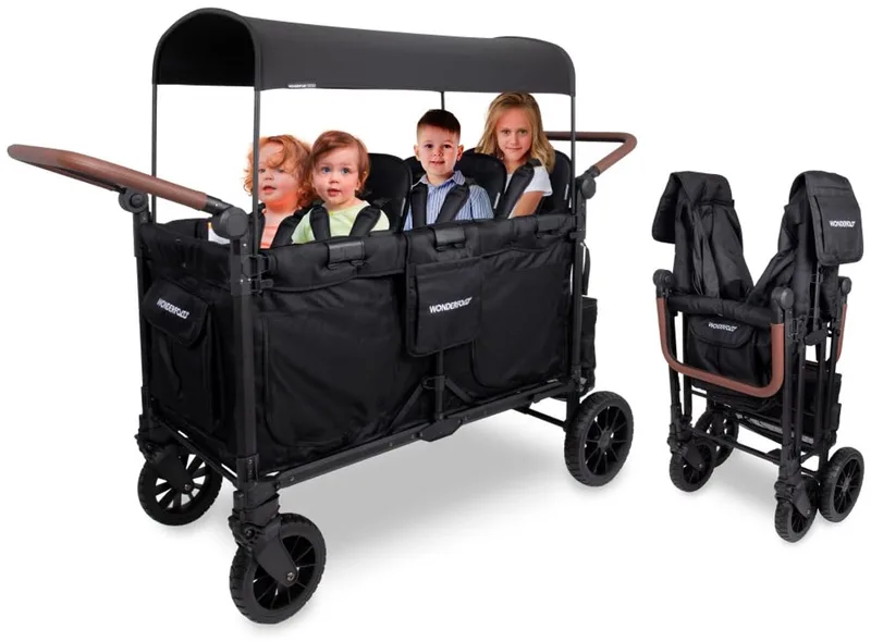 W6LUXP Bolderkar - 6-zits Kinderwagen - Opvouwbaar - (Draagvermogen tot 140kg) by Wonderfold in Black – product photo
