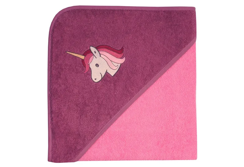 Kapuzenhandtuch Einhorn, Frottee (1-St), mit Kapuze, maschinenwaschbar, trocknergeeignet van Wörner in Roze – productfoto