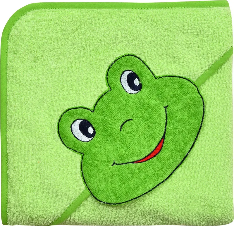 Kapuzenhandtuch Kapuzenbadetuch "Frosch", Frottier, Walk-Frottier Uni/Motiv: Frosch/Tiermotive van Wörner in Groen – productfoto 1 van 2