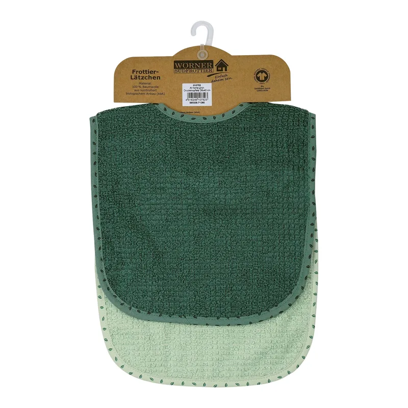 Wörner 2er-Pack Lätzchen mit Druckknopf 26x40 cm de Wörner en Vert, 27 × 22 × 3 mm – photo produit 2 sur 2
