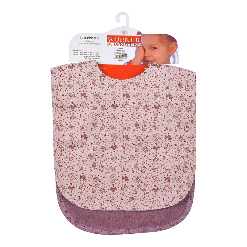 Wörner 2er-Pack Lätzchen mit Druckknopf 26x40 cm från Wörner i Rosa, 40 × 26 mm – produktbild 2 av 2