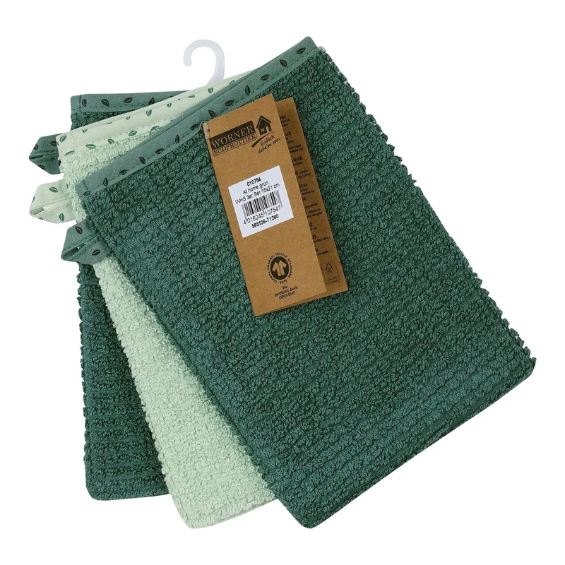 Wörner 3er-Pack Waschlappen 15x21 cm van Wörner in Groen, 31 × 18 × 3 mm – productfoto 2 van 2
