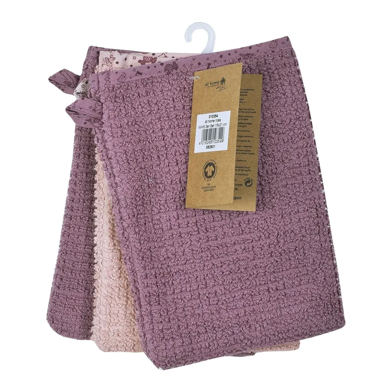 Wörner 3er-Pack Waschlappen 15x21 cm van Wörner in Roze, 21 × 15 mm – productfoto