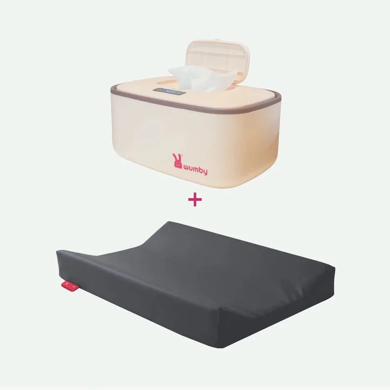 Verwarmd Aankleedkussen + Billendoekjesverwarmer - Charcoal en Vanilla van Wumby in Voordeelset Charcoal Vanilla – productfoto