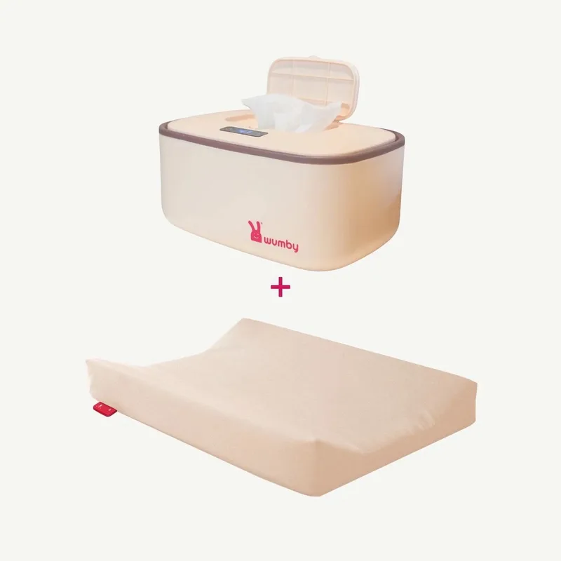 Verwarmd Aankleedkussen + Billendoekjesverwarmer - Vanilla van Wumby in Voordeelset Vanilla – productfoto