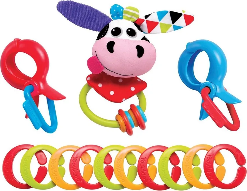 Rammelaar - One Size - Clips Rattle 'N' Links - Cow van Yookidoo in Meerkleurig – productfoto