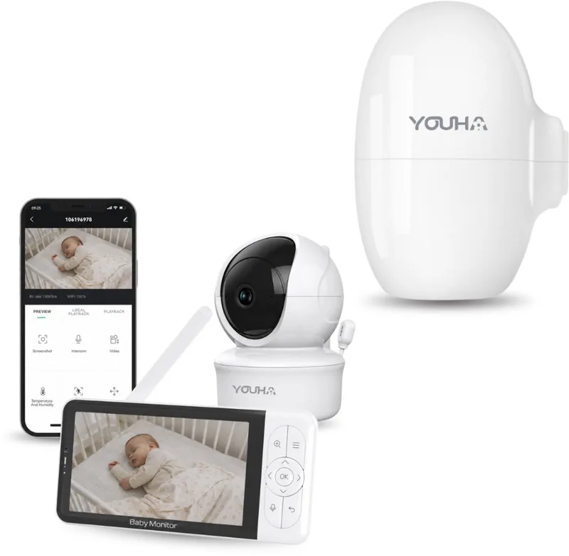 Slaapcomfort Pakket – Babyfoon met Camera & Baby Rocker by Youha in Wit – product photo