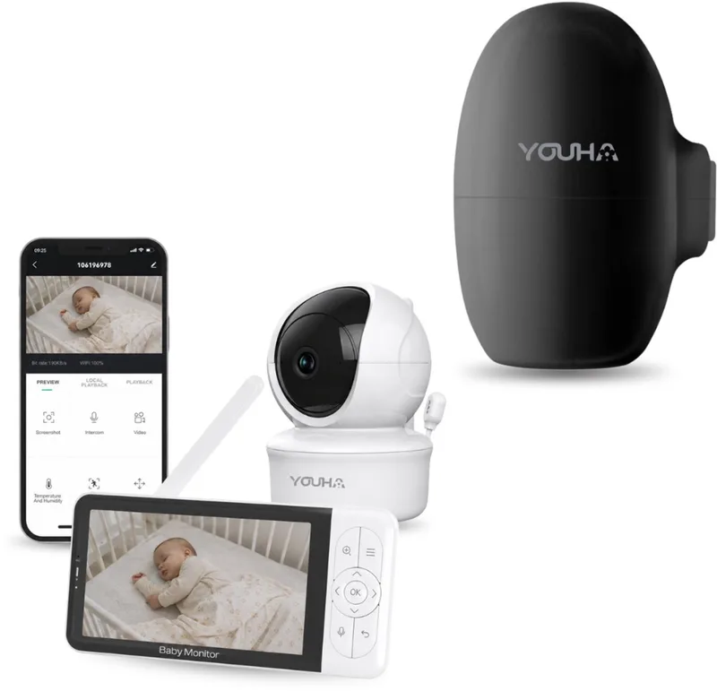 Slaapcomfort Pakket – Babyfoon met Camera & Baby Rocker fra Youha i Zwart – produktbillede
