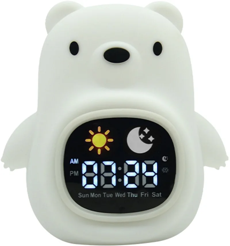 Slaaptrainer en Wekker voor Kinderen - Draadloze Slaapwekker - 8 verschillende kleuren instelbaar - Inclusief Touchscreen en Nachtlamp functie - Berenfiguurtje van Youha in Beertje – productfoto