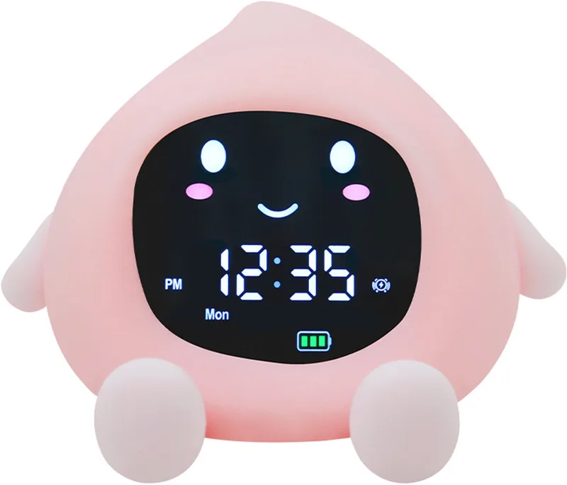 Slaaptrainer en Wekker voor Kinderen - Draadloze Slaapwekker - 8 verschillende kleuren instelbaar - Inclusief Touchscreen en Nachtlamp functie - figuurtje van Youha in Perzik – productfoto