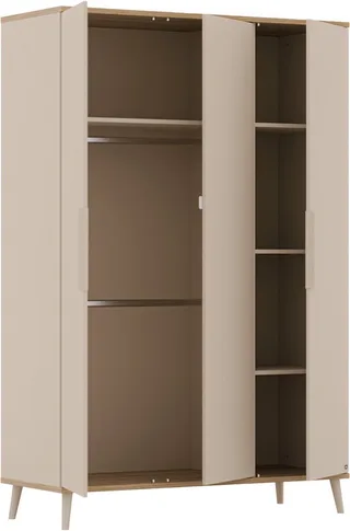 Babymöbel-Set HAZEL, 3-teiliges Babyzimmer in modernes Komplettset, (Spar-Set, 3-tlg., 70x140cm Babybett, Kleiderschrank 3-türig, Wickelkommode inkl. Aufsatz), Kinderzimmer, Soft-Close-Funktion, Mitwachsendes Bett inkl. Lattenrost van yuny by PAIDI in Beige – productfoto 4 van 5