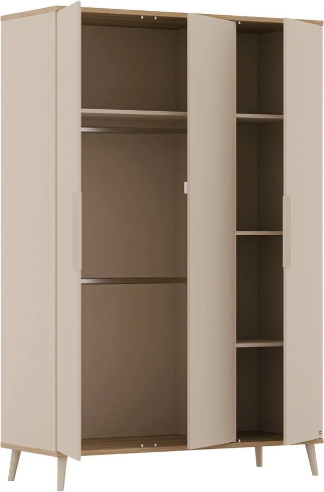 Babymöbel-Set HAZEL, 3-teiliges Babyzimmer in modernes Komplettset, (Spar-Set, 3-tlg., 70x140cm Babybett, Kleiderschrank 3-türig, Wickelkommode inkl. Aufsatz), Kinderzimmer, Soft-Close-Funktion, Mitwachsendes Bett inkl. Lattenrost van yuny by PAIDI in Beige – productfoto 4 van 5