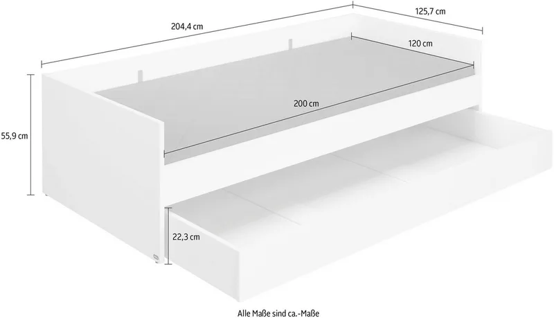Kinderbett LOVELY ALIV mit Bettkasten, Jugendliege, bietet extra Stauraum oder zweite Liegefläche, Kojenliege Off-White van yuny by PAIDI in Wit – productfoto 5 van 5
