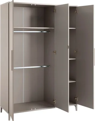 Kleiderschrank BROTHER STU inkl. Kleiderstangen und Einlegeböden (B/H/T ca. 130x195x52cm, Taupe) zertifizierte Qualität, Soft-Close van yuny by PAIDI in Bruin – productfoto 3 van 5