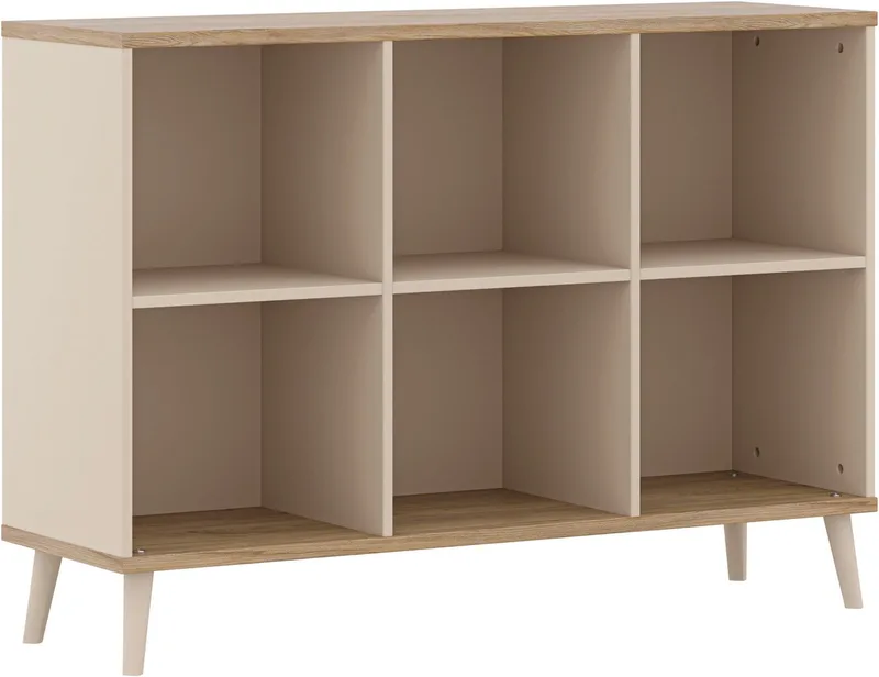 Sideboard HAZEL in Beige, 6 offene Fächer (B/H/T ca. 123/87/38 cm), modernes & stabiles Regal aus Holz, offenes Standregal van yuny by PAIDI in Beige, Bruin – productfoto 1 van 4