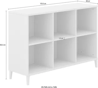 Sideboard SISTER LOU mit 6 offenen Fächern, Breite 123 cm, stabiles und langlebiges Regal in Beige, geprüfte Qualität de yuny by PAIDI en Beige, Marron – photo produit 5 sur 5