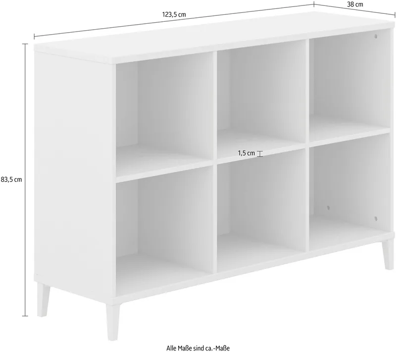 Sideboard SISTER LOU mit 6 offenen Fächern, Breite 123 cm, stabiles und langlebiges Regal in Beige, geprüfte Qualität de yuny by PAIDI en Beige, Marron – photo produit 5 sur 5