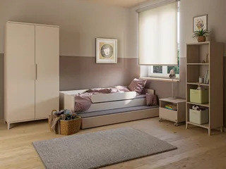 Standregal SISTER LOU mit 4 offenen Fächern, 48x155x38cm, stabiles und langlebiges Regal in Beige, geprüfte Qualität van yuny by PAIDI in Beige, Bruin – productfoto 2 van 5