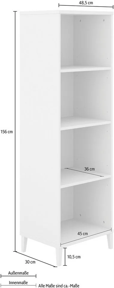 Standregal SISTER LOU mit 4 offenen Fächern, 48x155x38cm, stabiles und langlebiges Regal in Beige, geprüfte Qualität van yuny by PAIDI in Beige, Bruin – productfoto 5 van 5