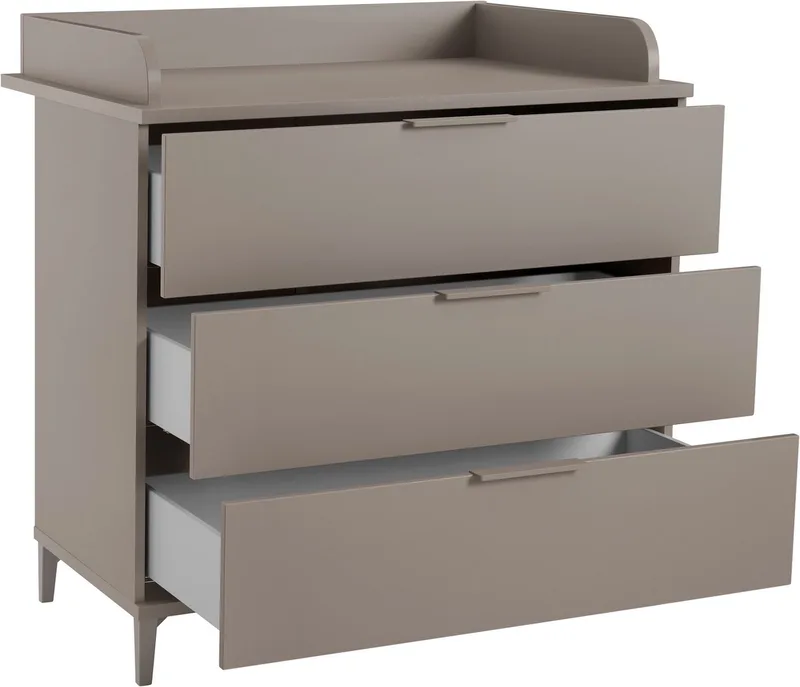 Wickelkommode BROTHER STU mit abnehmbarem Aufsatz und 3 Schubladen, Kommode in Taupe, 95 cm Breite, geprüfte Sicherheit, Soft-Close von yuny by PAIDI in Braun – Produktfoto 3 von 5