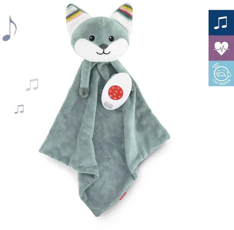 Felix de Vos - Heartbeat & White Noise Knuffeldoekje - Blauw - 35 cm van ZAZU in Fox Felix – productfoto