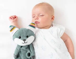Felix de Vos - Heartbeat & White Noise Knuffeldoekje - Blauw - 35 cm från ZAZU i Fox Felix – produktbild 2 av 4