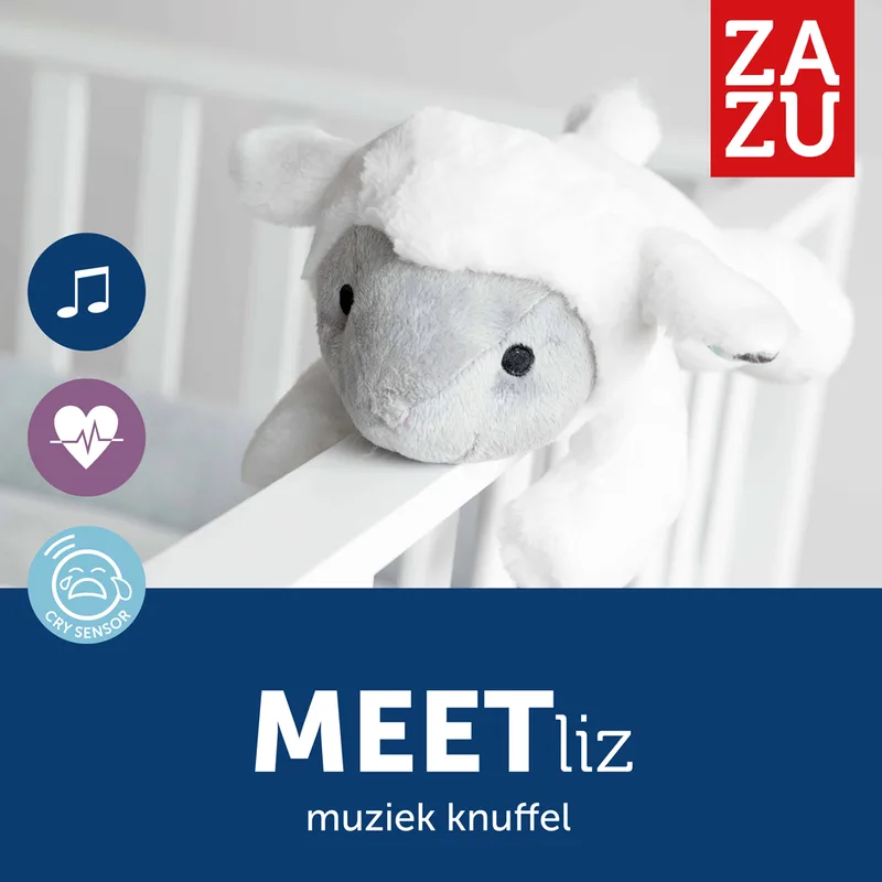 Liz - Hartslagknuffel - Muziekknuffel met huilsensor en uitneembare geluidsmodule welke hartslag en meerdere muziekjes afspeelt by ZAZU in White – product photo 4 of 4