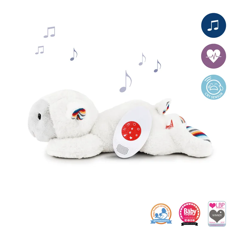Liz - Hartslagknuffel - Muziekknuffel met huilsensor en uitneembare geluidsmodule welke hartslag en meerdere muziekjes afspeelt by ZAZU in White – product photo 3 of 4