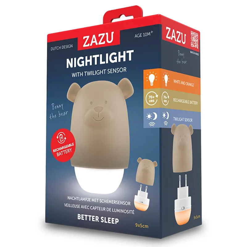 Nachtlampje Zazu Benny The Bear taupe van ZAZU – productfoto 3 van 3