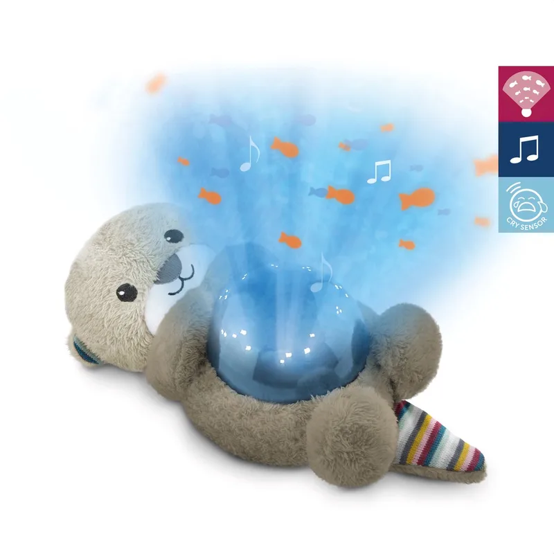 Otto de Otter Ocean Projector – Baby Projector Nachtlampje met Bewegende Golven & Vissen – Huilsensor – 3 Geluiden – Blauw van ZAZU in Beige – productfoto