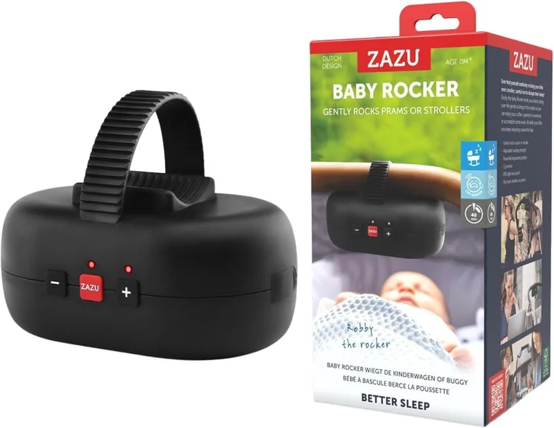 Robby the Rocker – Automatische Kinderwagen Schommelaar met Huilsensor – 5 Wiegstanden – USB-C Oplaadbaar – IPX1 Spatwaterbestendig de ZAZU en Noir – photo produit 1 sur 4