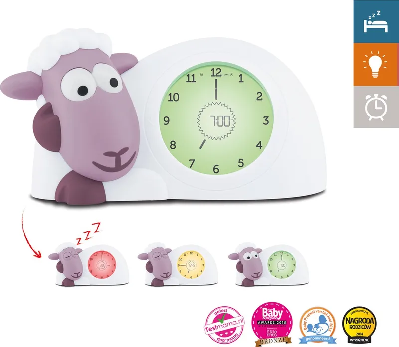 Sam Slaaptrainer Schaap Kinderwekker van ZAZU in Paars – productfoto 1 van 4